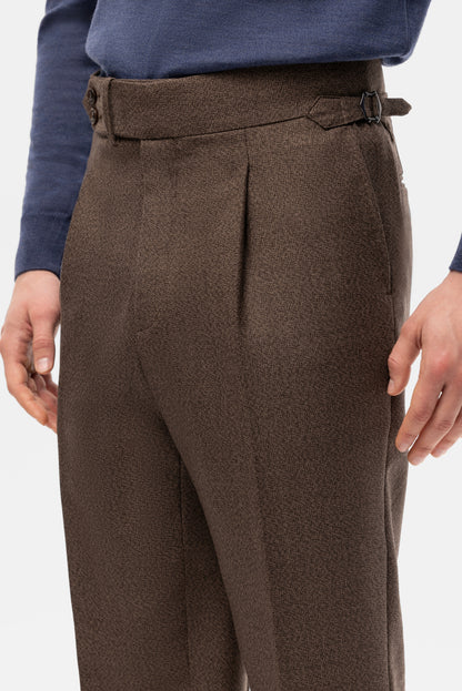 Navy blue houndstooth 4-ply trousers