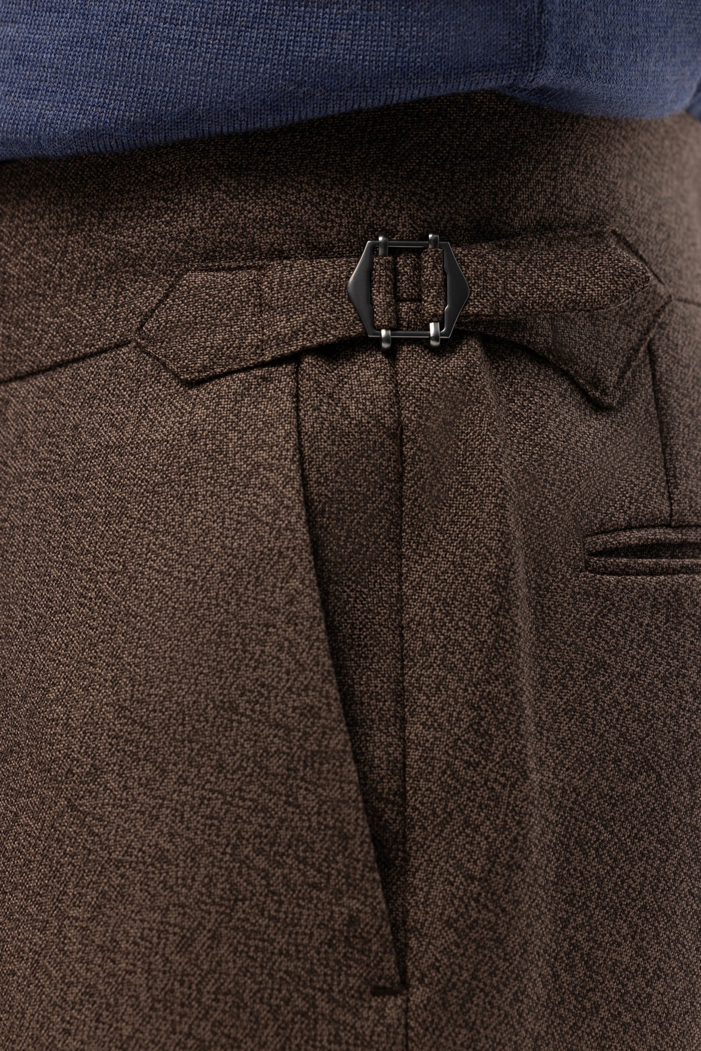 Navy blue houndstooth 4-ply trousers