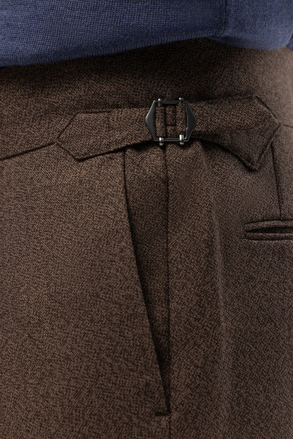 Navy blue houndstooth 4-ply trousers