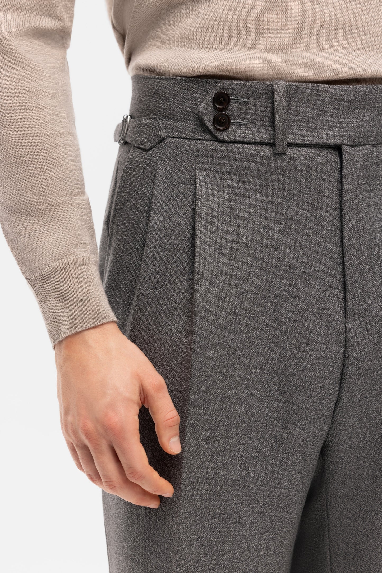 Navy blue houndstooth 4-ply trousers