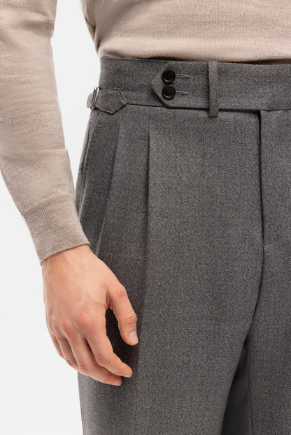 Navy blue houndstooth 4-ply trousers