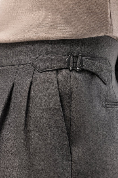 Navy blue houndstooth 4-ply trousers