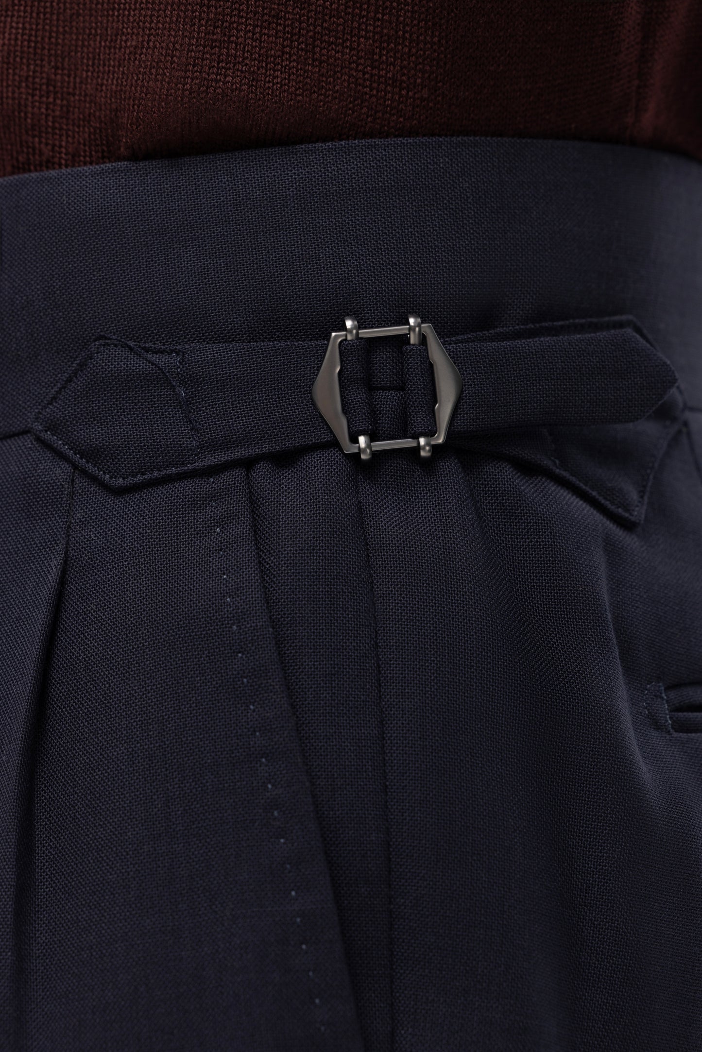 Navy blue houndstooth 4-ply trousers