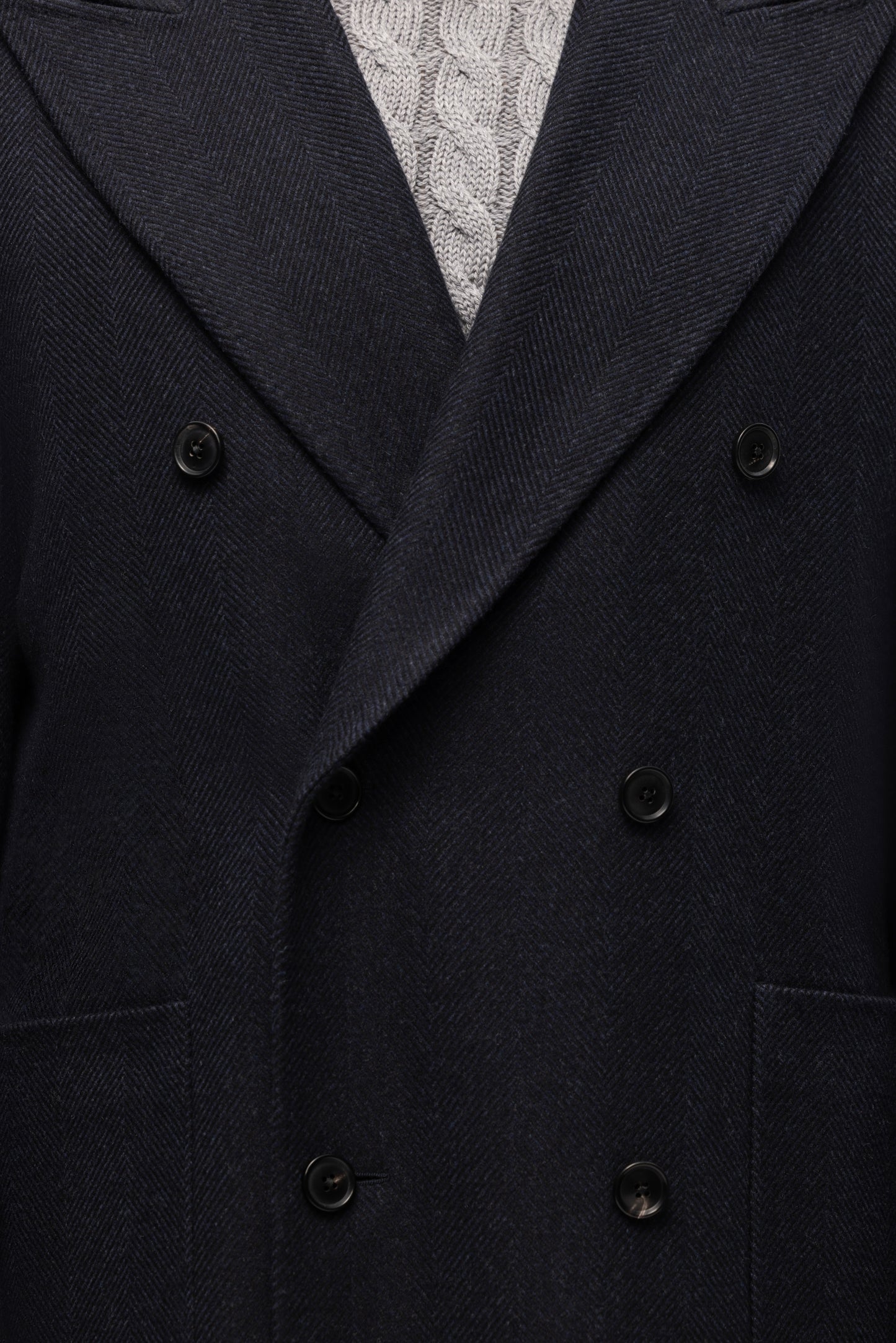 Navy oversized double-breasted overcoat