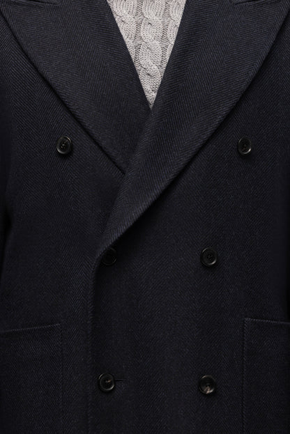 Navy oversized double-breasted overcoat