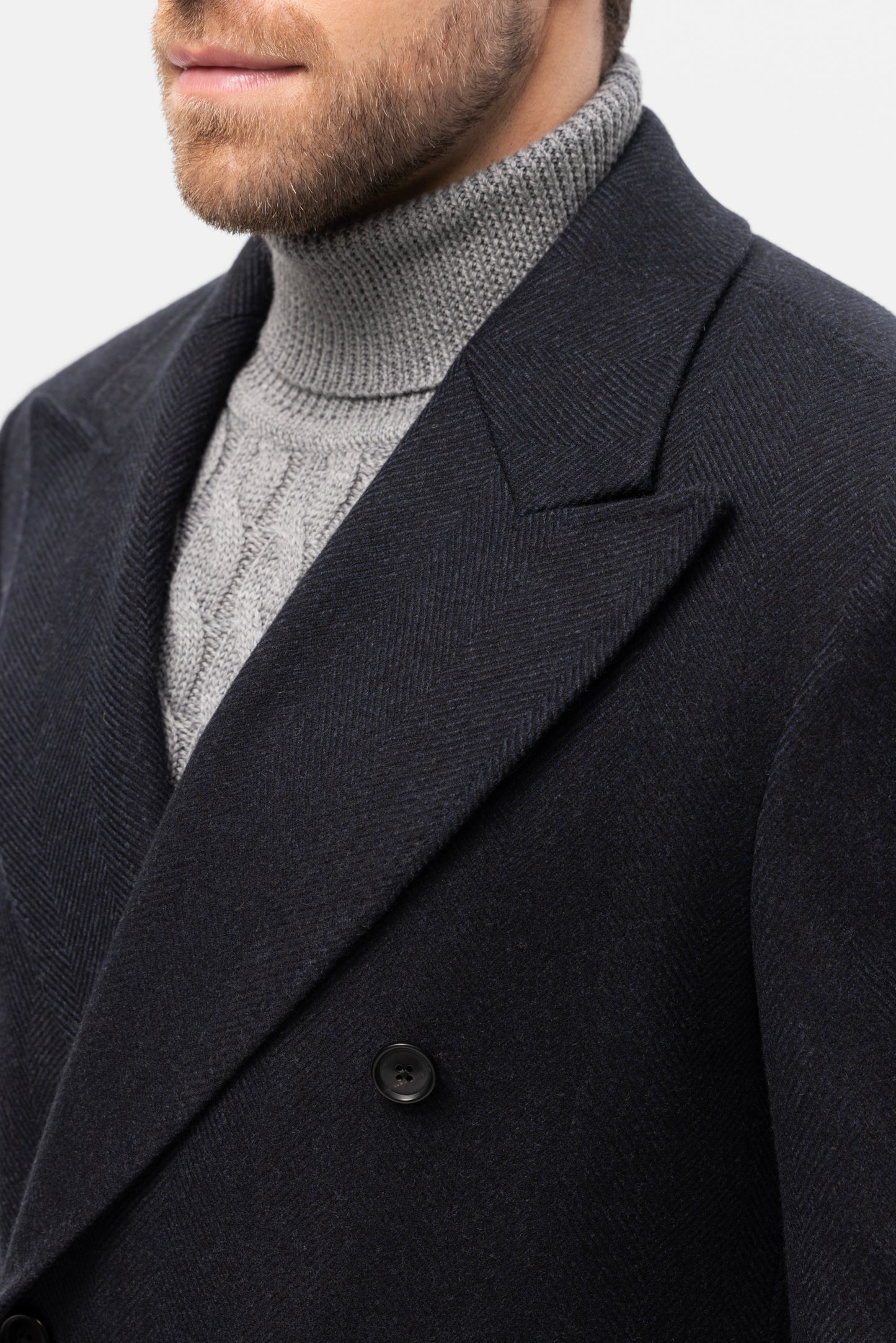 Navy oversized double-breasted overcoat