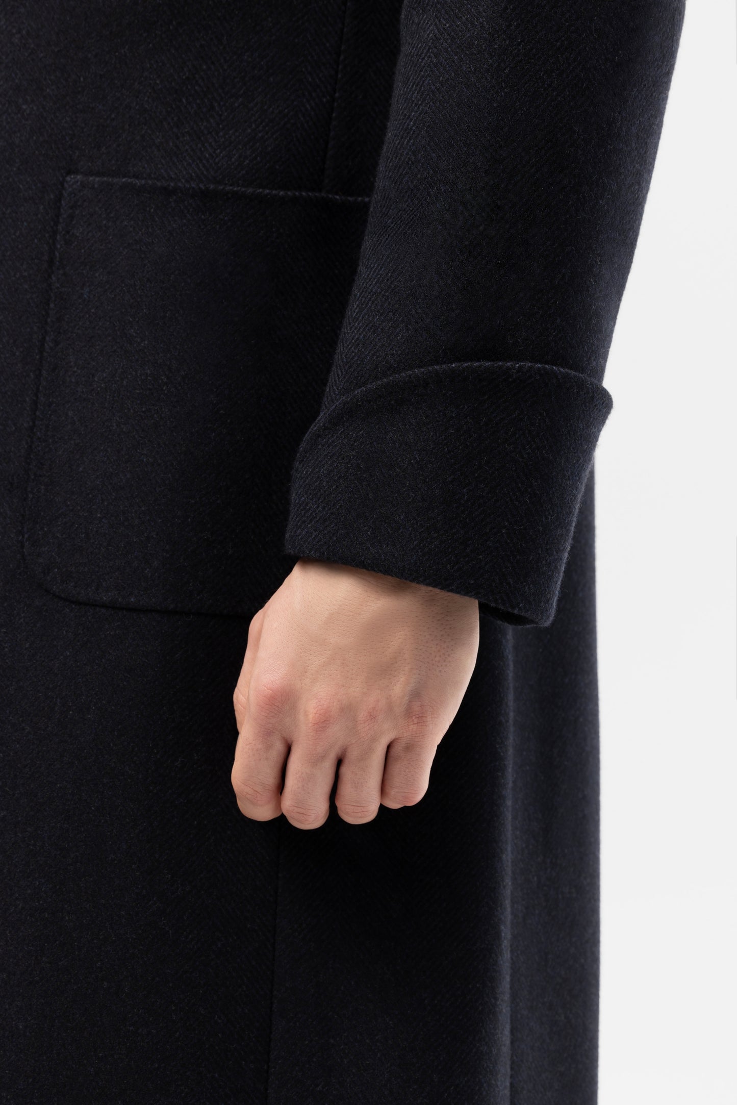 Navy oversized double-breasted overcoat