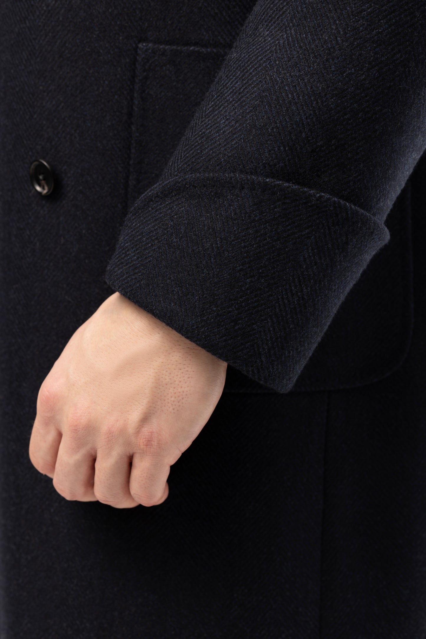 Navy oversized double-breasted overcoat