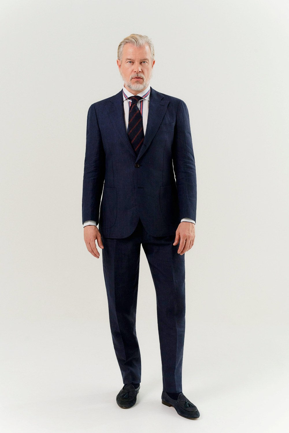 Veste en lin bleu marine Albini