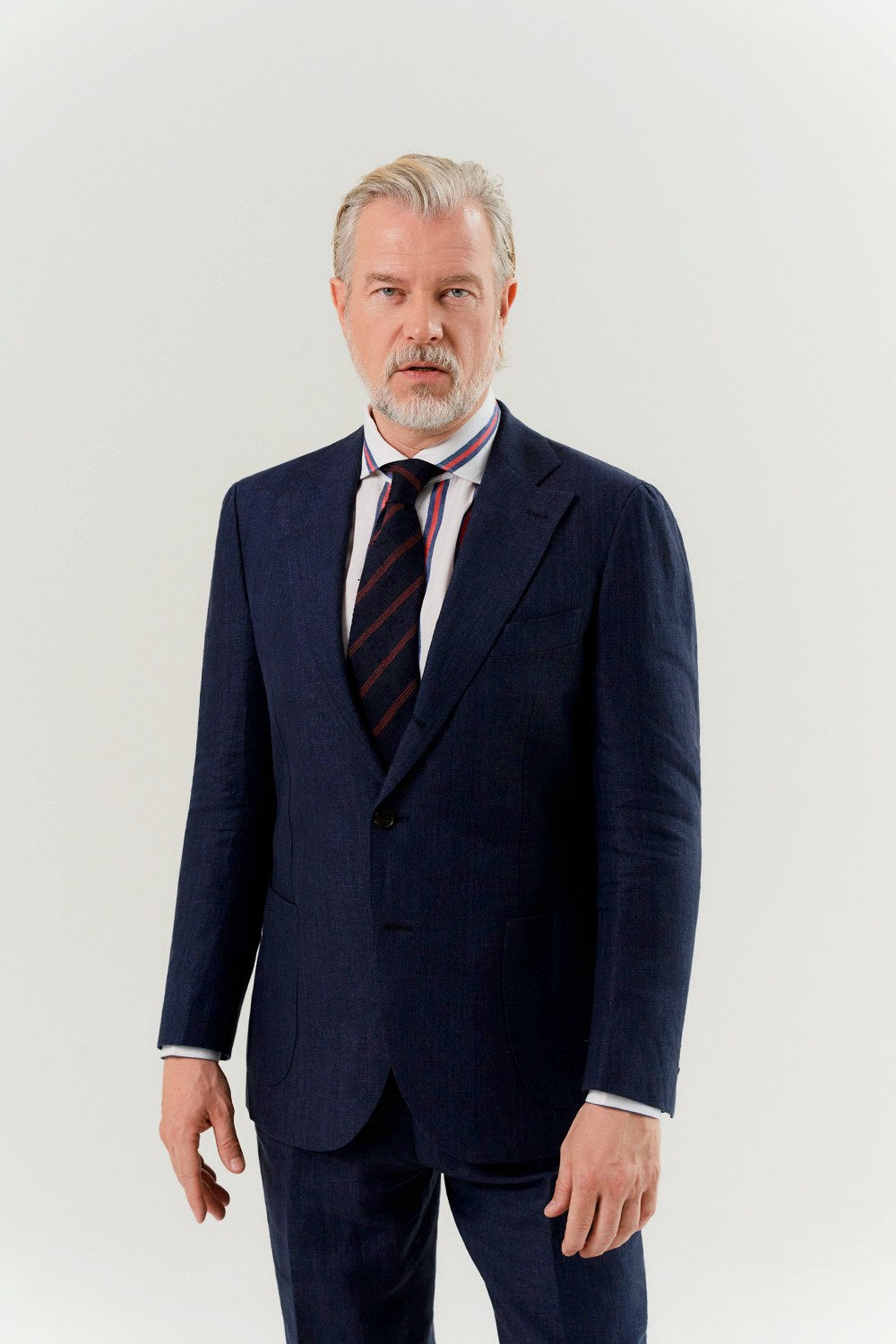Veste en lin bleu marine Albini