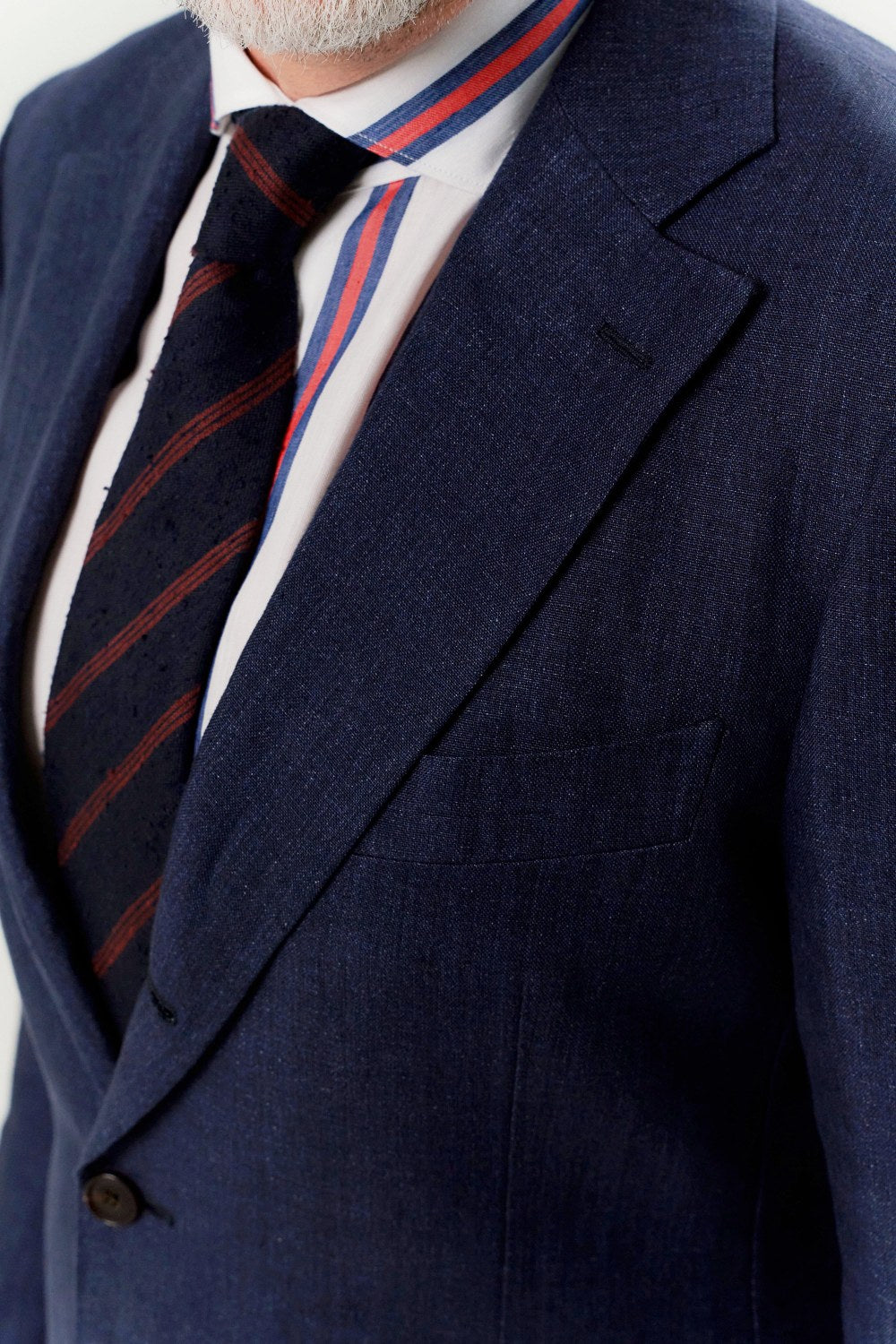 Veste en lin bleu marine Albini