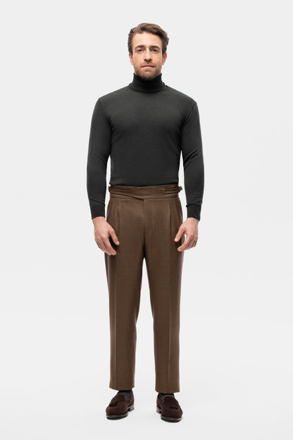 Navy blue houndstooth 4-ply trousers