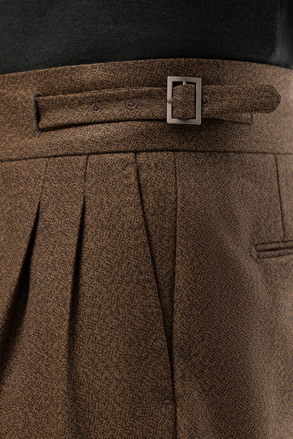 Navy blue houndstooth 4-ply trousers