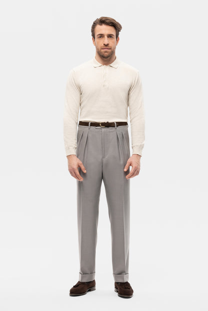 Navy blue houndstooth 4-ply trousers