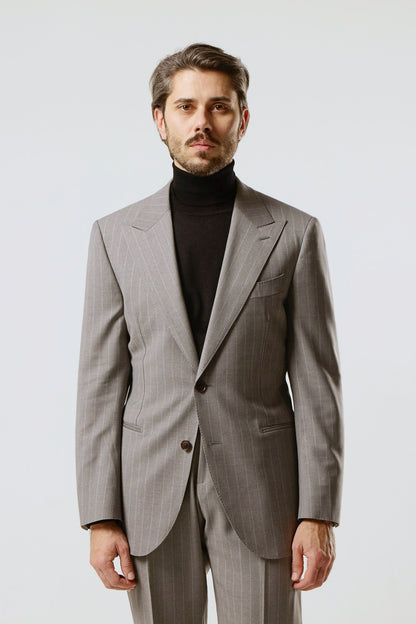 Light gray pinstripe suit in Loro Piana fabric