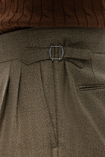 Jasnozielone spodnie wełniane z dwiema zakładkami