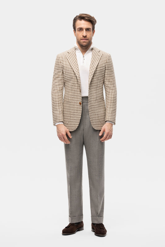 Navy blue houndstooth 4-ply trousers