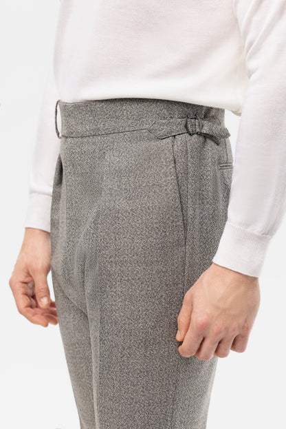 Navy blue houndstooth 4-ply trousers