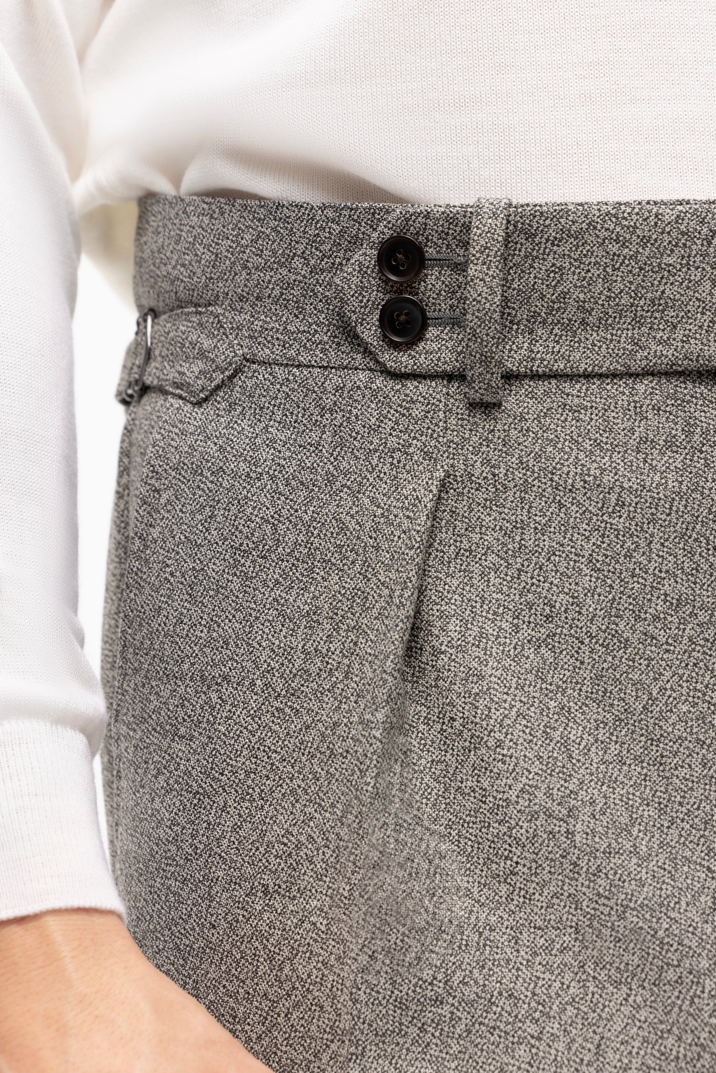 Navy blue houndstooth 4-ply trousers