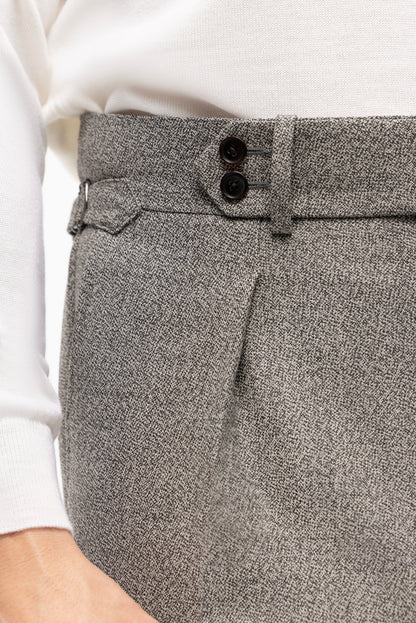 Navy blue houndstooth 4-ply trousers