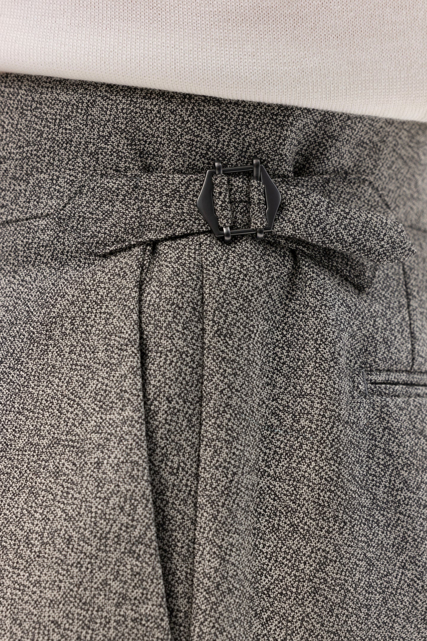 Navy blue houndstooth 4-ply trousers