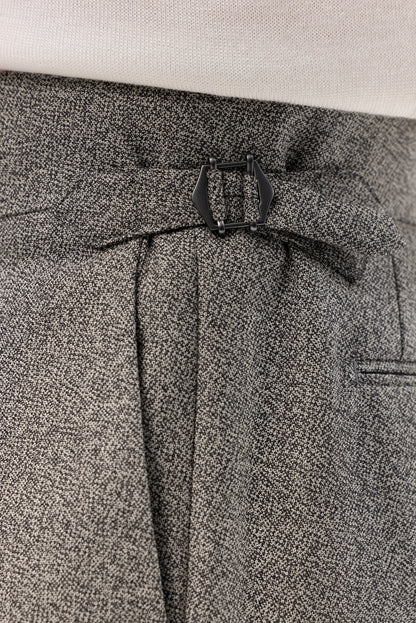 Navy blue houndstooth 4-ply trousers