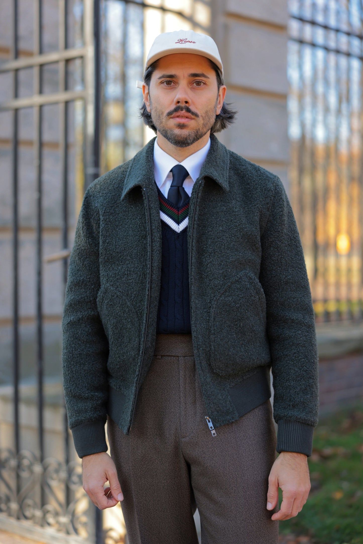 Undyed wool bomber jacket