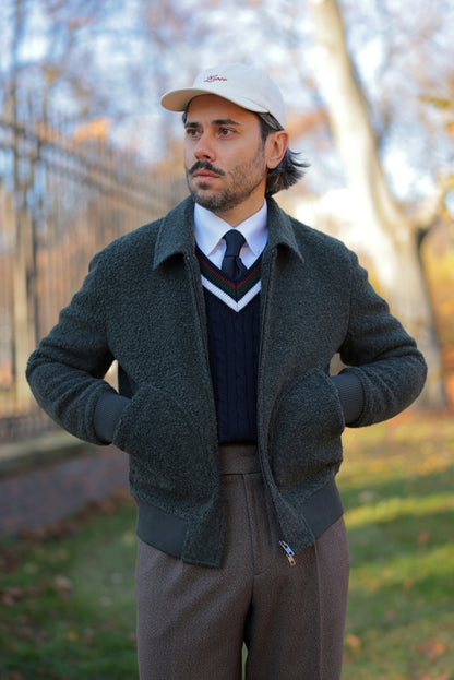 Undyed wool bomber jacket