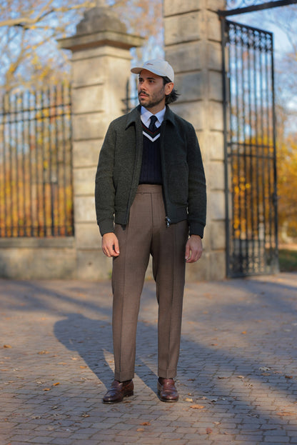 Undyed wool bomber jacket