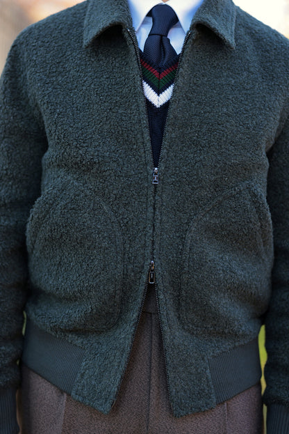 Undyed wool bomber jacket