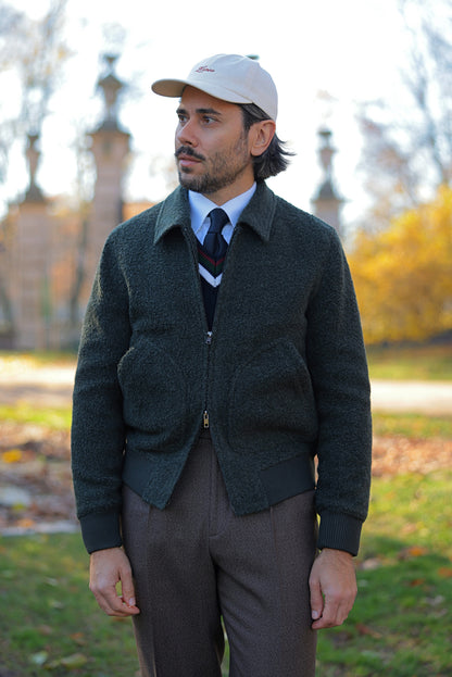 Undyed wool bomber jacket