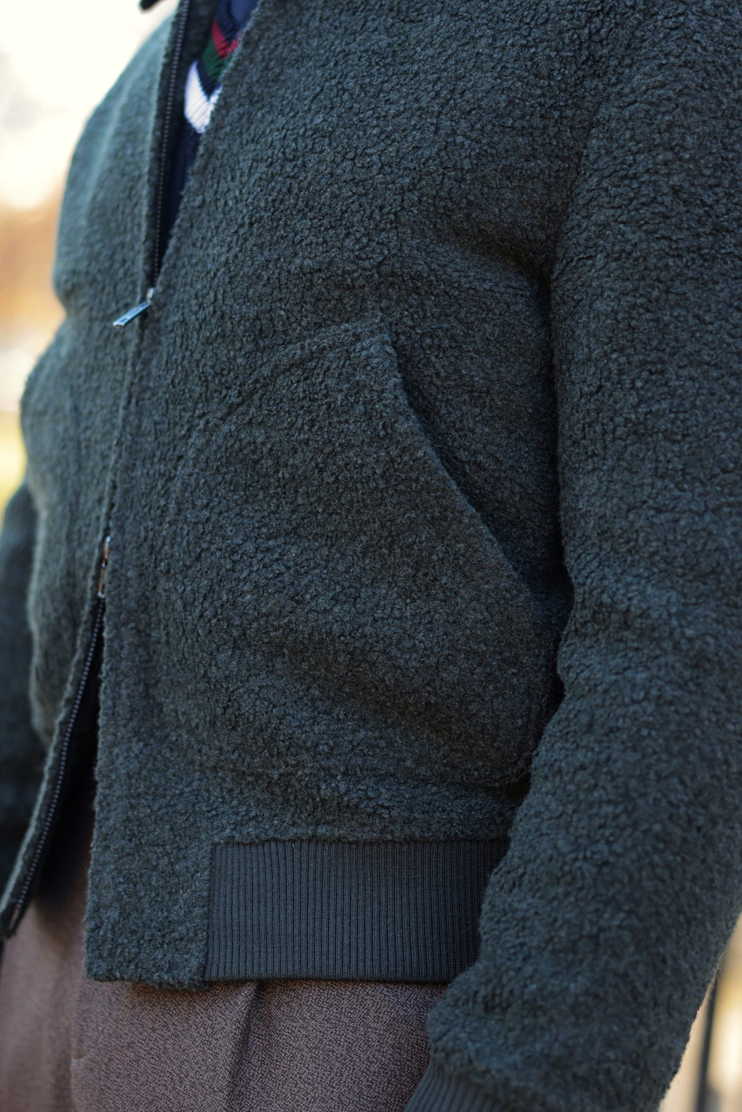 Undyed wool bomber jacket