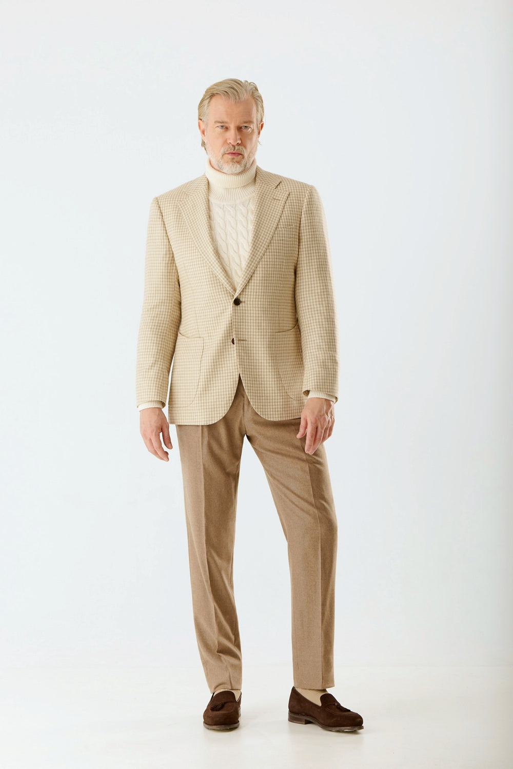 Veste à carreaux beige
