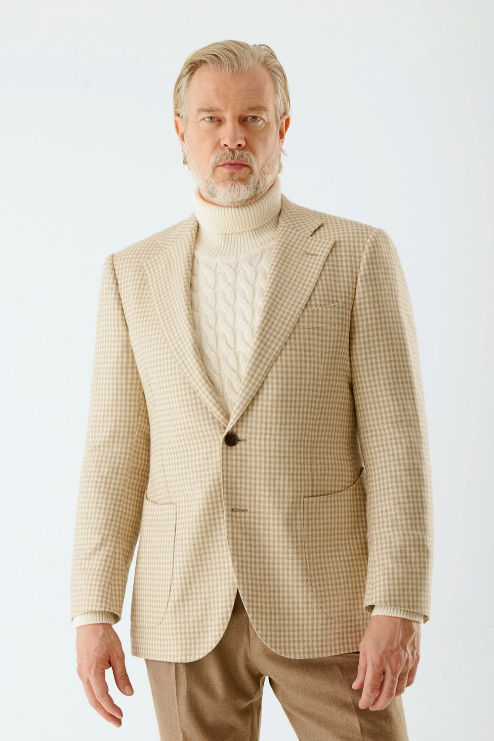 Veste à carreaux beige