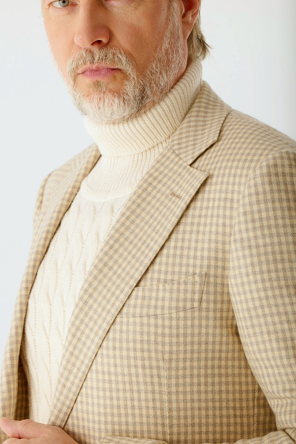 Veste à carreaux beige