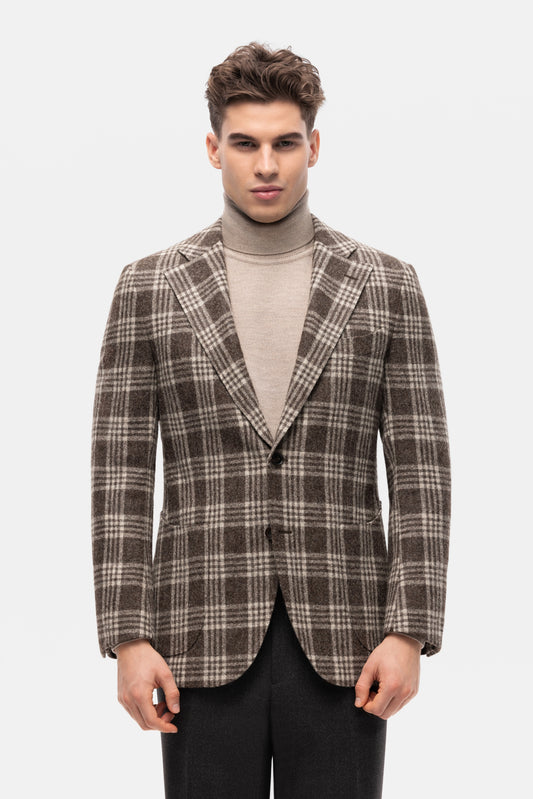 Burgundy-blue PoW checkered jacket