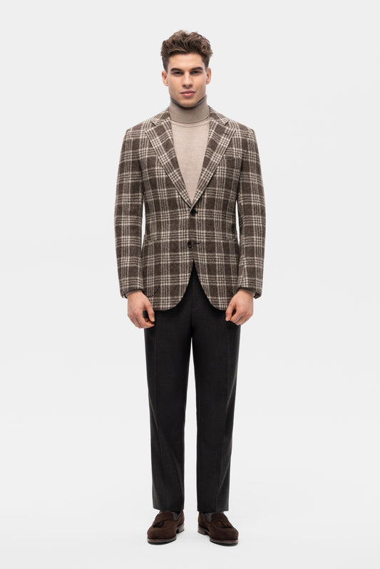 Burgundy-blue PoW checkered jacket