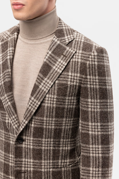 Burgundy-blue PoW checkered jacket