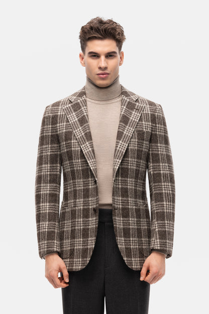 Burgundy-blue PoW checkered jacket