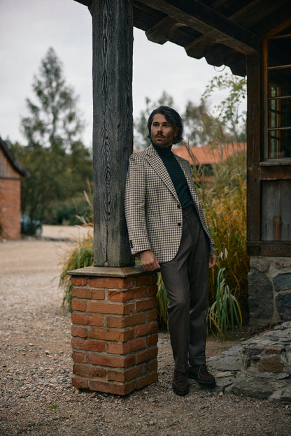 Burgundy-blue PoW checkered jacket