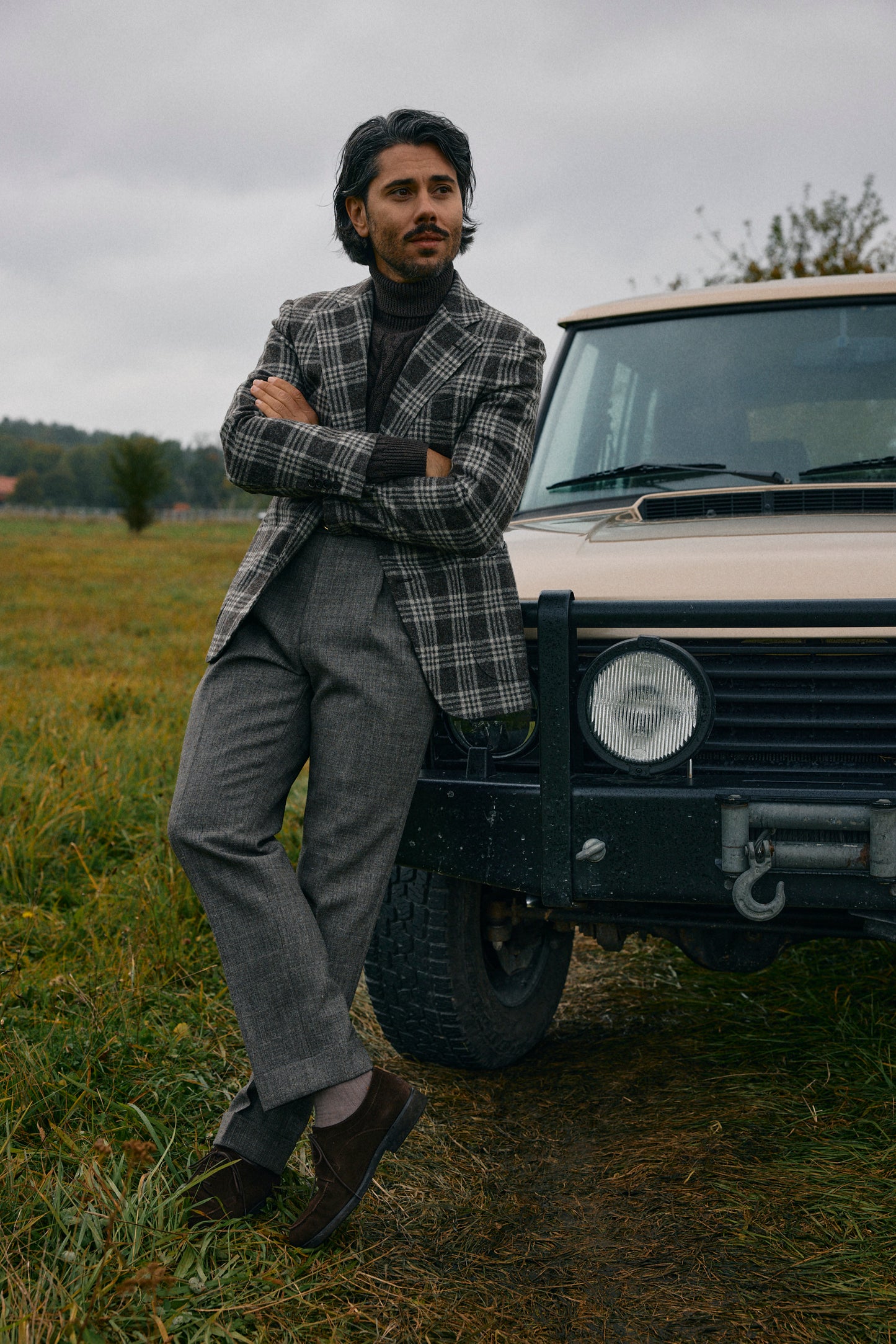 Burgundy-blue PoW checkered jacket