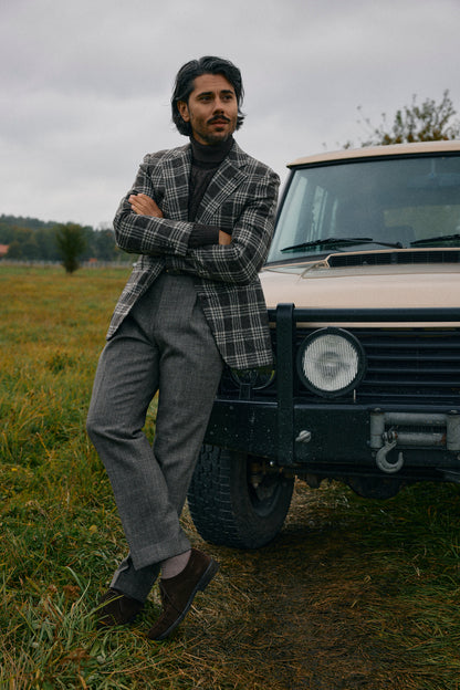 Burgundy-blue PoW checkered jacket