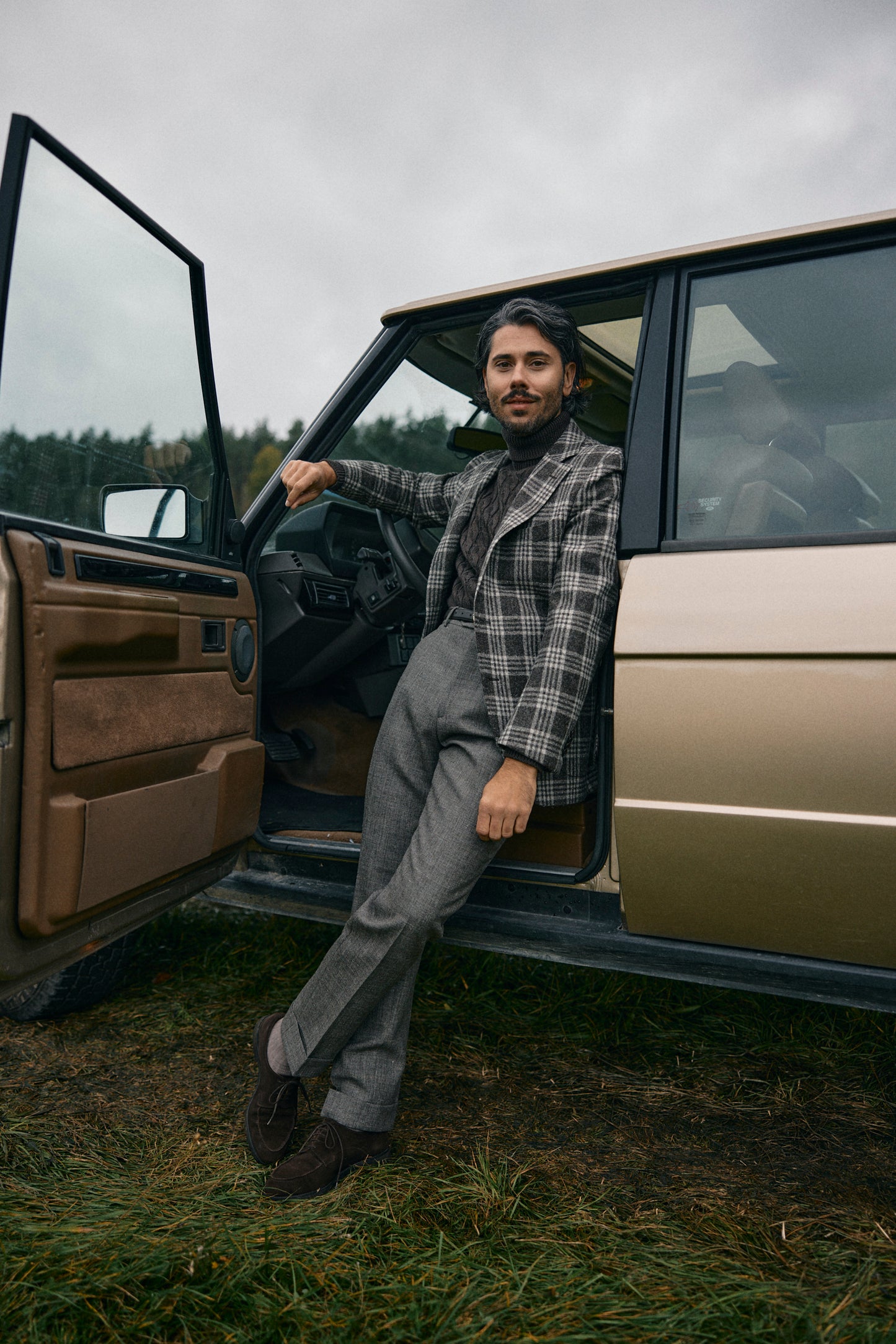 Burgundy-blue PoW checkered jacket