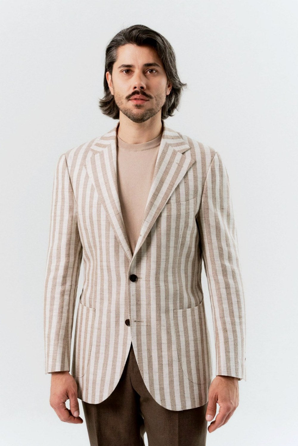 Cream and beige Ferla striped jacket