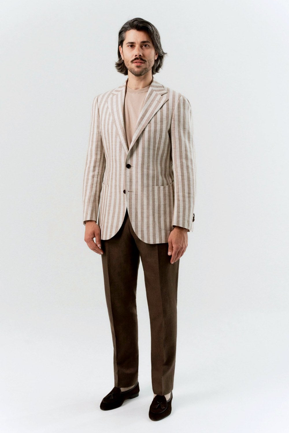 Cream and beige Ferla striped jacket