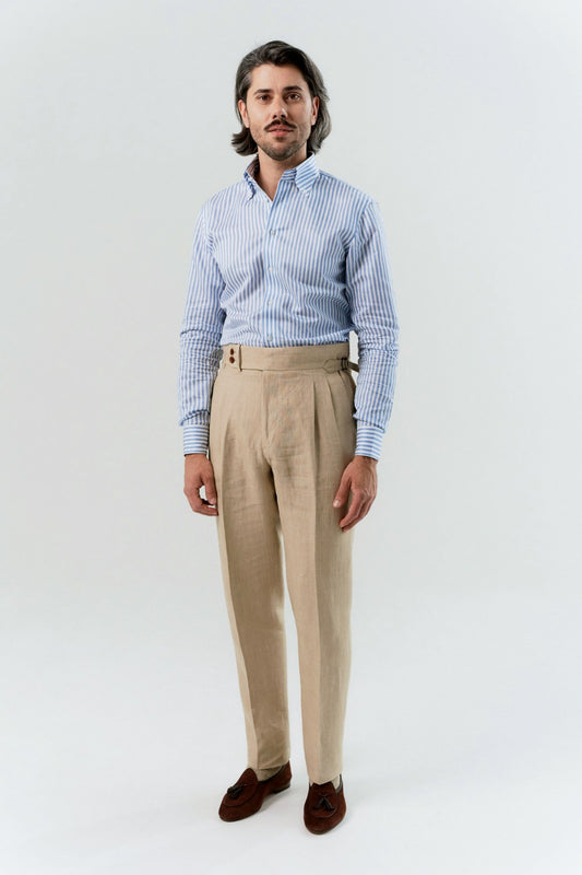 Pantalon en lin sable Albini