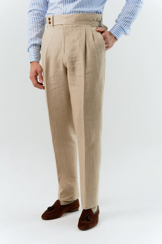 Pantalon en lin sable Albini