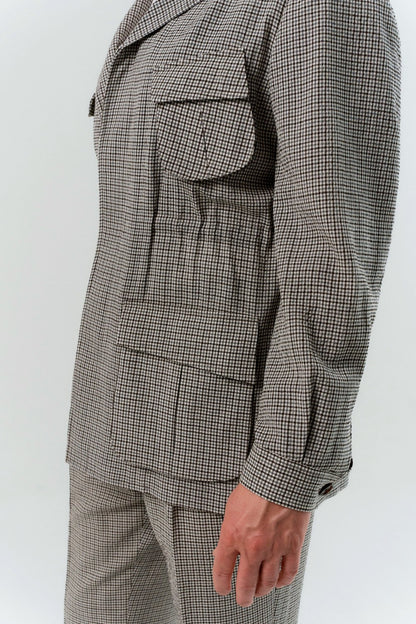 Gray wool seersucker jungle jacket
