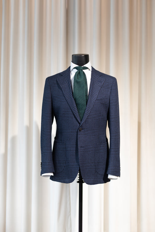 Dark navy checked silk blazer