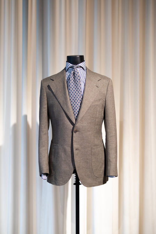 Wool-linen single-breasted brown jacket